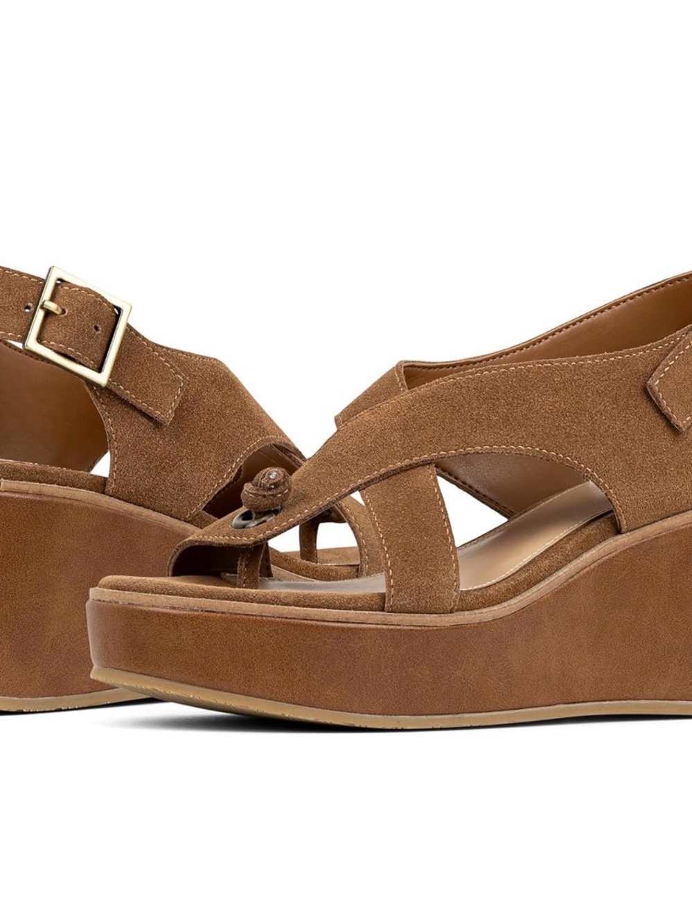Donald J. Pliner Tan Suede Wedge Sandal 👡 - Picture 2 of 7